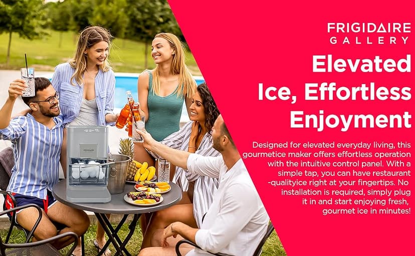 Frigidaire, Countertop Artisanal Sphere Ice Machine, Transparent Window, Gourmet Ice Maker, 84 Sphere per Day Capacity, Auto Self Cleaning Ice Making Machine - 16.75" D x 11.75" W x 20.25" H (Grey)