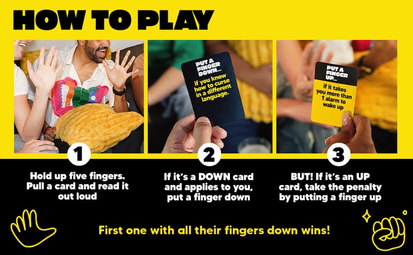 Put A Finger Down - Hilarious Party Card Game, Game Night, Parties, Big and Small Groups | Fun Social Icebreaker with 400 Cards for 2+ Players