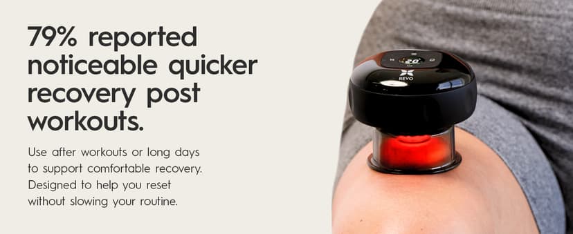REVO The Original 4-in-1 Smart Cupping Therapy Massager, Red Light Therapy for Targeted Pain Relief, Knots, Aches, Muscle Soreness, Circulation & Tighter Skin, Portable Cupping Kit
