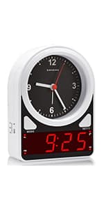 Alarm Clock, LED Digital Clock, Small Wall Clock, Battery Operated, Adjustable 3-Level Led Brightness, Dim Night Mode, 12/24Hr, Cordless, Constantly 1.2'' Digits Display for Bedroom/Travel,Easy to Set