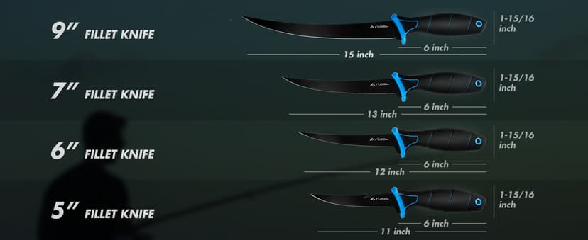 FLISSA Fillet Knife Set, Boning Knife & Bait Knives with Sharpener, Protective Sheath, Belt Clip, Non-Slip Handle, Portable Pouch & Corrosion Resistant Coating Blade, for Fresh or Saltwater (4-Piece)