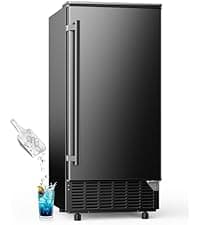 Commercial Under Counter Ice Maker with Drain Pump, Produces 85Lbs Daily Output, 24Lbs Storage Capacity, Self-Cleaning, 24H Timer, Built-in Freestanding Design, Ice Machine for Home, Bar, Cafe