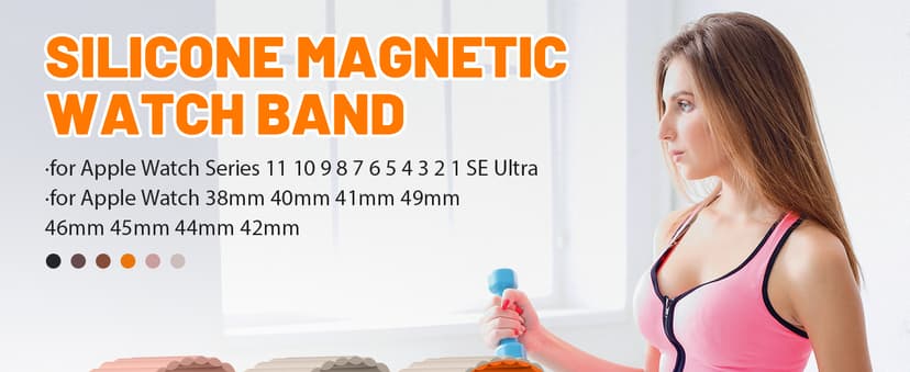Magnetic Sport Bands for Apple Watch Band 40mm 38mm 41mm 42mm 44mm 45mm 46mm iWatch bands for Women Men,Silicone Loop Strap Wristband for Apple Watch Series 11 10 9 8 7 6 5 4 3 SE 3/2nd Ultra/3/2 49mm