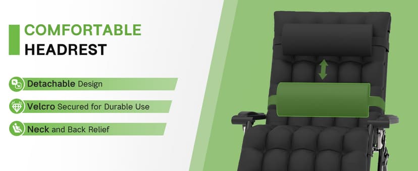 ZENPETIO Oversized Zero Gravity Chair, 33In XXL Zero Gravity Recliner Lounge Chair, Anti Gravity Chair for Indoor and Outdoor, Reclining Camping Chair for Lawn and Patio w/Cushion and Footrest, 500LBS