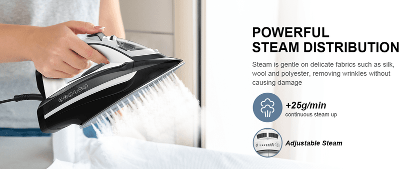 IRONDAY 1700W Steam Iron for Clothes, Rapid Heating, 3-Way Auto-Off, Spray Mist, Steam Burst, 14.07oz Water Tank, Adjustable Thermostat Dial