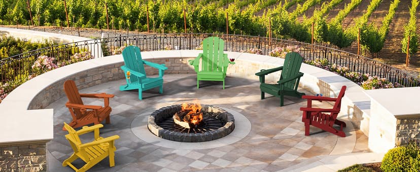 SERWALL Adirondack Chair with Cup Holders - Composite Adirondack Chairs Set of 4 HDPE Outdoor Chairs All Weather Use- Green
