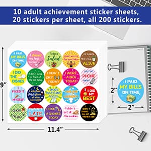 Chirstmas, Holiday, Gag Gifts, White Elephant, Motivational, Inspirational, Office, Coworker, Colleague, Staff, Men, Women Fancy Land Adults Achievement Stickers Funny Novelty Reward Sticker 200Pcs B09B96CW2L