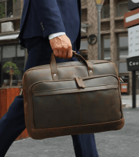 Masa Kawa Leather Briefcase for Men 15.6", 17" Laptop Computer Case Business Travel Work Messenger Cross Body Shoulder Bag