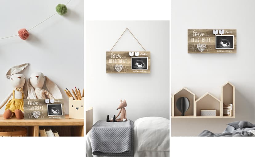 Baby Sonogram Picture Frame with Countdown Weeks - Standard 4"x3" Ultrasound Photo - Pregnancy Announcements Ideas - Gender Reveal Baby-Shower Gift - New Mom Expecting Parents to Be Keepsake Gifts