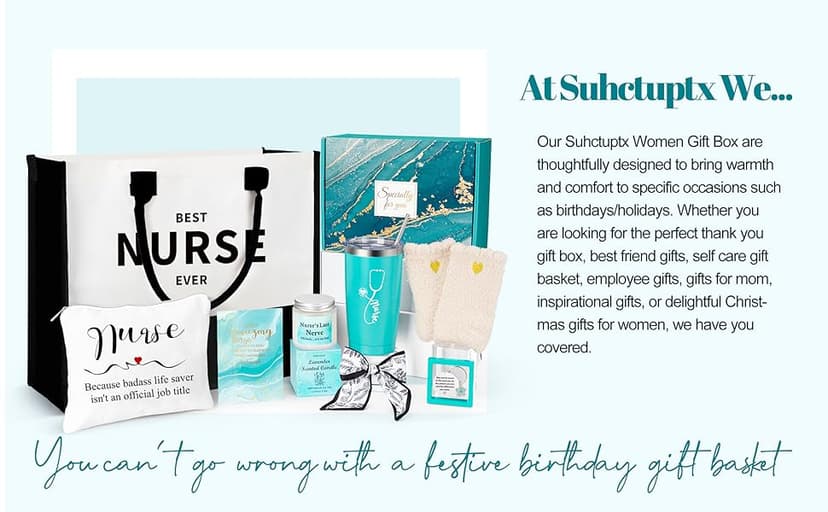 Nurse Gifts for Women, Rn Appreciation Gift Set Nurses Week Set Graduation Box Christmas Basket for Nurses Female Nursing Student with Canvas Beach Tote Bag Tumbler Keychain Teal