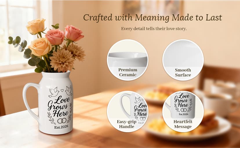 Wedding Gifts for Couples 2026: Love Grows Here & Rings Design - Home Decor Accents for Newlyweds