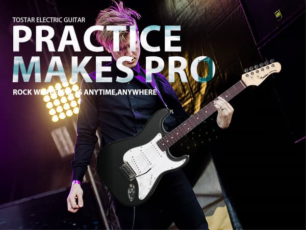 Tostar 39 Inch Full Size Electric Guitar Kit For Beginners And Adults,SSS Pickup Stratocaster Guitarra Electrica Set Includes Tremolo Bridge,Amp,Strings,Stand,Case Bag,Birthday Christmas Holiday Gifts