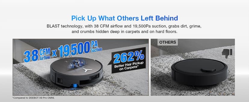 ECOVACS DEEBOT X11 OmniCyclone Robot Vacuum and Mop, PowerBoost Charging, OZMO Roller 2.0 Instant Self-Washing Mop, 19,500Pa Blast Suction, Bagless OmniCyclone Station, AIVI 3D Smart Navigation