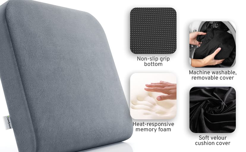 ComfySure Seat Cushion Extra Large - Firm Memory Foam Chair Pad for Recliner, Wheelchair, Office Chair, Stadium, Bleacher, Car, Floor, Patio Furniture, Bariatric Overweight Users 19”x17”x3”