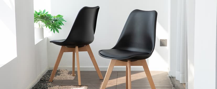 OLIXIS Dining Chairs Set of 4, PU Leather Upholstered Kitchen Chairs with Solid Wood Legs, Mid Century Modern Accent Chairs for Living Room, Bedroom, Patio, White