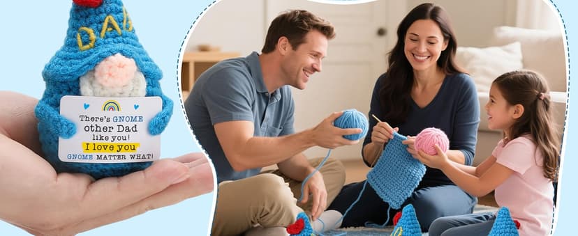 Dad Gifts Fathers Birthday - Handmade Knitted Gnome Funny Gift for Father's Day Birthday Christmas, Cute Gnome for Father Papa Present from Daughter Son, I Love You Gnome Matter What