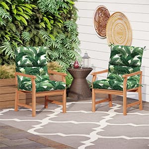 LVTXIII Outdoor Low Back Chair Cushions, Seasonal Replacement Adirondack Chair Cushion with Ties, Patio Waterproof Seat Cushions for Home Garden Use, 21 W x 21 D, Set of 2, Clemens Noir Blue