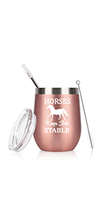 Qtencas Christmas Funny Wine Tumbler Set, 12 Oz Stainless Steel Wine Tumbler with Spoon for Women Friends Sisters Men, Gift Idea for Christmas Xmas Wedding Party, 4 Pack, Rose Gold