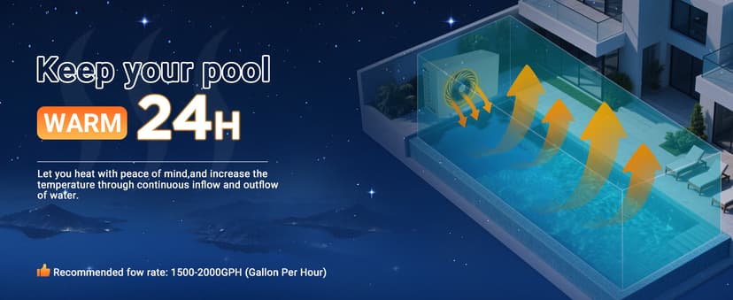 30,000 BTU Electric Pool Heater for Above Ground Pool Swimming Pool Heat Pump Inground Pool Heater 120V 8,000 Gallon Heating or Cooling WiFi Control Schedule