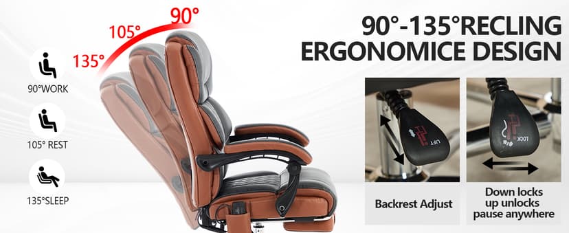 Massage Office Chair 6 Points 500lbs with Footrest,Reclining Desk Chair with Vibration Heat,Executive Big and Tall Chairs for Heavy People,Adjustable Height Ergonomic Black