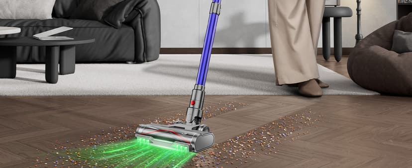 DIFFULL Cordless Vacuum Cleaner, 650W 55KPA 70Mins Vacuum Cleaners for Home, Stick Vacuum with 1.8L Cup, Anti-Tangle, 8-Stage Filter System, Green Light for Pet Hair, Carpet, Floor