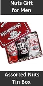 Snack Box Gift Basket, Birthday Gift for Men, Food Care Package, Unique Tins of Assorted Nuts, Snacks in Stunning Case - Treat for Men, Women, Dad, Friends, Family