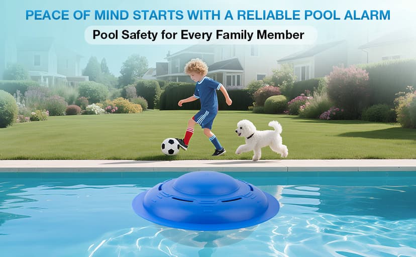 Pool Alarm for Inground & Above Ground Pools, Floating Pool Safety Alarm with Loud Alert, Adjustable Sensitivity, Easy Setup Protection for Kids and Pets, Pool Security System, Navy