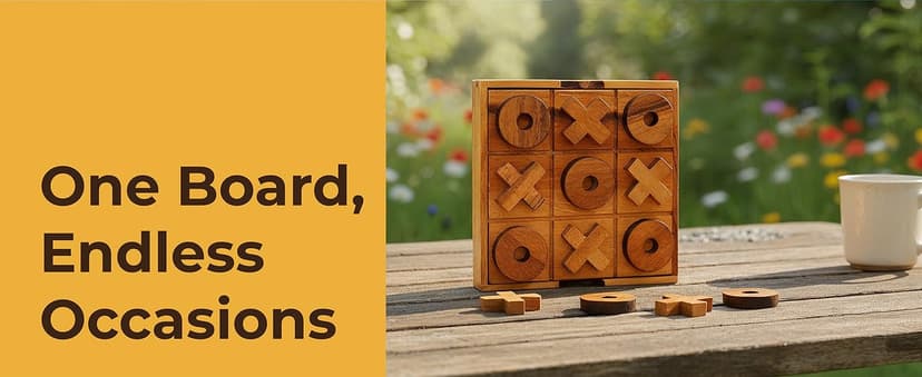 BSIRI Wooden Tic Tac Toe Game - Brain Teaser Puzzles for Adults and Unique Gifts for Kids, Coffee Table Decor Living Room Decor Modern Wood Decor, Classic Board Games for Family (5.5 Inch)