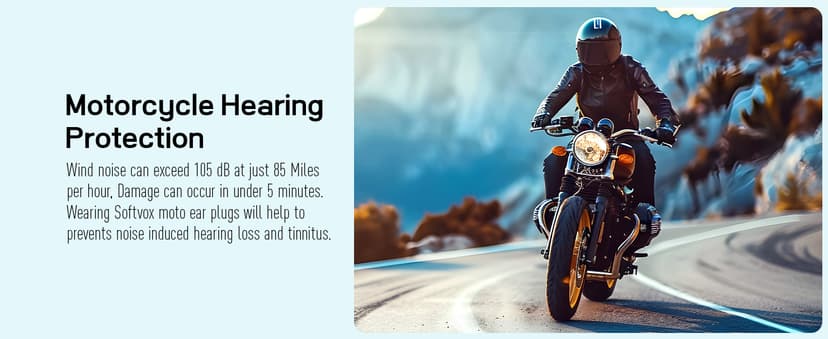 Motorcycle Ear Plugs for Wind Noise Reduction, Keep Comms Clear, Comfort Under Helmet & Prevent Hearing Damage, Noise Canceling 25 dB, Reusable Earplugs for Motorbike, Touring, Racing, Shooting