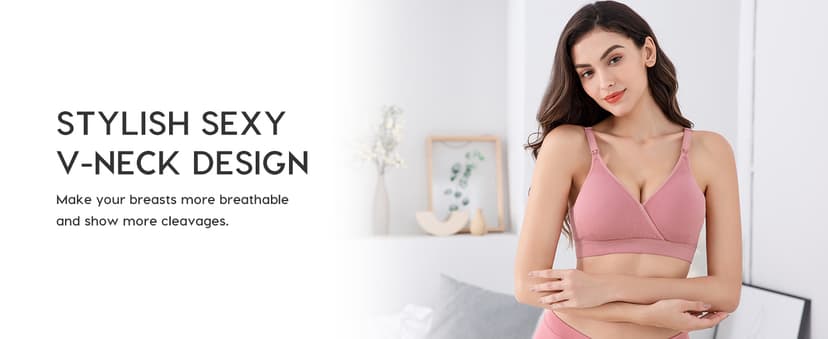 Vinfact 3 Pack Nursing Bras for Breastfeeding Seamless V Neck Maternity Bra Women Pregnancy Breastfeeding Bra
