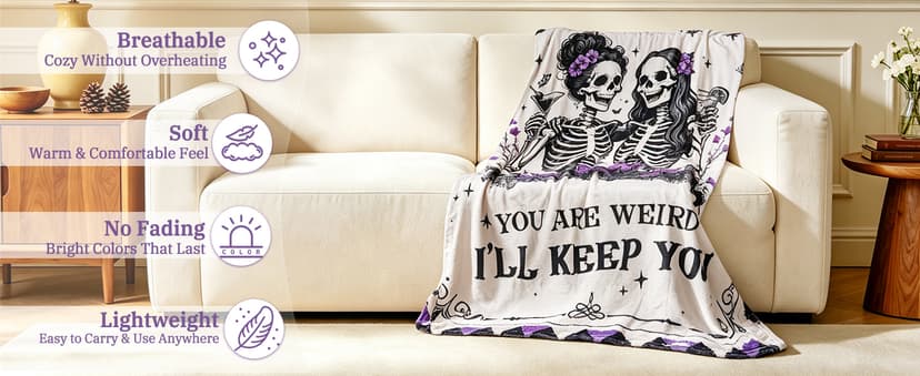 Gothic Best Friend Blanket,Gothic Funny Gift for Sister,Besties, BFFs, and Weird Friends,60"x50" Best Friend Birthday Gifts for Women,Best Friend Blanket Gifts for Women B0GSQN1SP4
