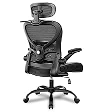 Freepub Ergonomic Office Chair with Headrest 3D, Mesh Office Desk Chair with Adjustable Lumbar Support, Computer Chair with Flip up Armrests, 350LBS Capacity - Design for Home/Offices - Black