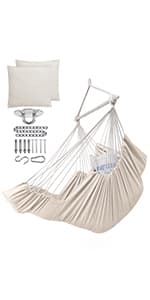ADVOKAIR Hammock Chair Swing, Heavy-Duty Hanging Rope Swing Seat Supports 500 Lbs, Ideal for Outdoor Patio, Backyard, Porch, Deck & Indoor Bedroom Use