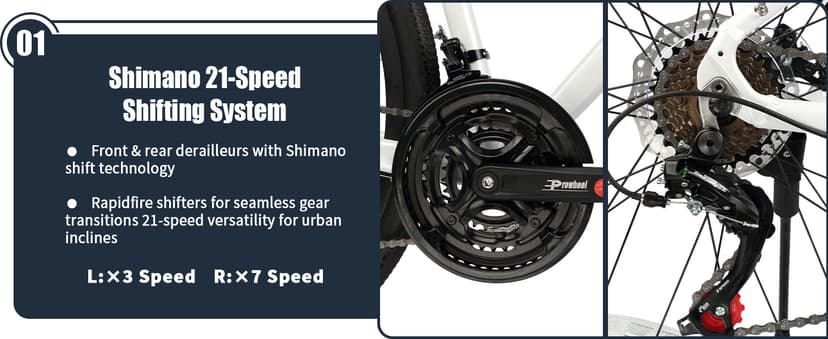 AVASTA Jupiter 700C Road Adult Step-Over Hybrid Cycling Bike Bicycle, Aluminum Frame, 21-Speed, Dual Disc Brakes, Multpile Colors for Men Woman Male Female