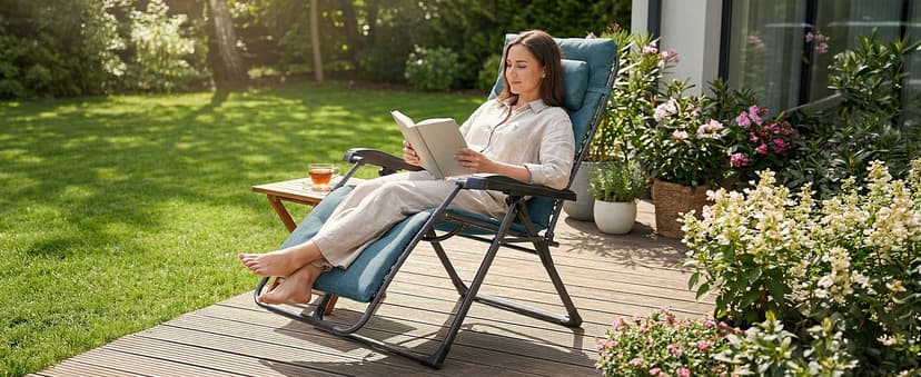 EVER ADVANCED Thick Padded Zero Gravity Chair, Oversized Reclining Lounge Chair with Adjustable Headrest & Cup Holder, Heavy Duty Support 350 lbs, Foldable for Camping, Lawn, Outdoor & Indoor, Green