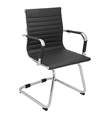 Okeysen Leather Office Desk Chair, Mid-Century Modern Leather Conference Room Chairs, Ergonomic Executive Ribbed Height Adjustable Swivel Rolling Chair for Home Office.