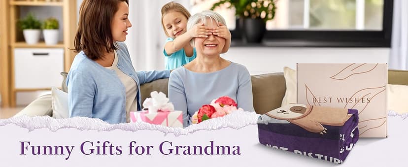 Funny Grandma Birthday Gifts, Grandma is Charging Sloth Blanket 60" x 50", Gift for Grandmas from Grandkids, Grandmas Gifts for Christmas Mothers Day, Super Soft Blanket for Grandmother