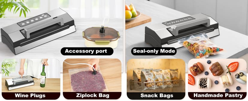 2025 Upgraded Precision Fast-Vacuum Sealer, LIWUNON Commercial Full Automatic Food Vacuum Sealer Machine, Double Heat Seal, Built-in Cutter&Bag Storage, Powerful Food Vacuum Saver, 2 Bag Rolls&hose