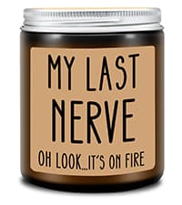 Homsolver Birthday Gifts for Women, Funny Friendship Gift for Best Friend - My Last Nerve Lavender Candle - Unique Birthday Gifts for Women, Her, Mom, BFF, Sister
