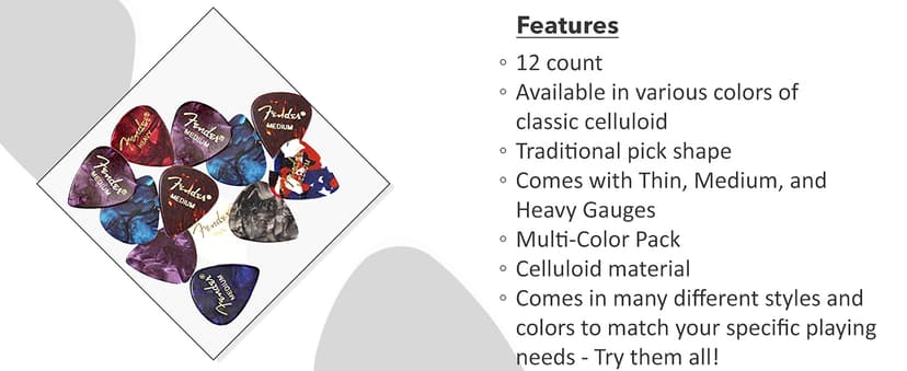 Fender Premium Picks Sampler - 12 Pack Includes Thin, Medium & Heavy Gauges (Austin Bazaar Exclusive) B07ZRYKNGS