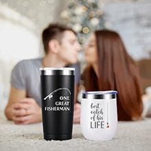 Wedding Anniversary for Couple Friend Lovers Cups Stainless Steel Wine Tumbler Travel Mug with Straw and Lid,2 Pack (4.blackwhite)