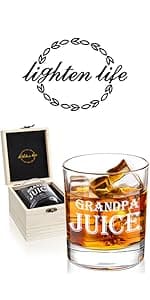 LIGHTEN LIFE Daddy's Sippy Cup Whiskey Glass 12 oz,Unique Dad Gift in Valued Wooden Box,Funny Gag Gift for New Dad,Father,Husband from Kids Wife for Father's Day,Birthday,Christmas