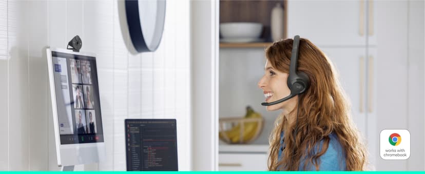 Logitech H390 Wired Headphones with Mic, USB-A Headset with Microphone for PC, Noise Cancelling Microphone for Video Meetings, Music, Gaming - Black