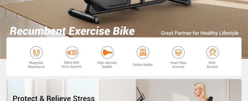 Recumbent Exercise Bike, Magnetic Staionary Bikes for Home with 16-level Resistance & Adjustable Seat, Staionary Bike for Seniors Adults, 330 LBS & LCD Monitor