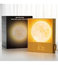Sunrise Alarm Clocks for Heavy Sleepers,Night Lamp Clocks for Bedrooms with Moon Light,10 Light Effects,30/60/90 Timer,10 Sleep Nature Sounds,15 Ringtones,12 Volume Control with Snooze Function