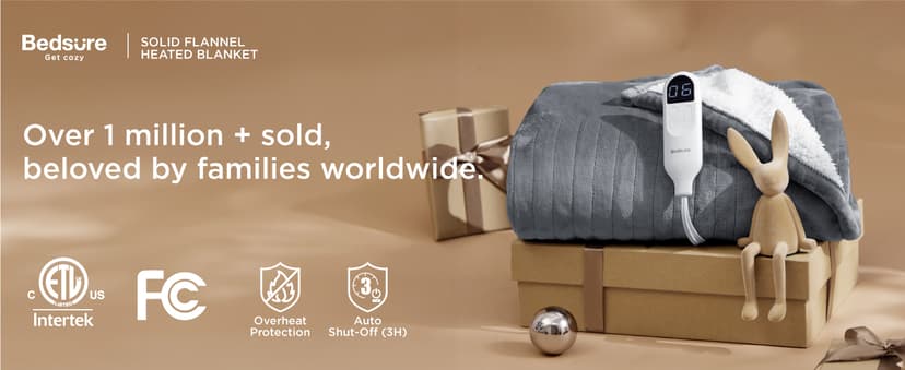 Bedsure Heated Blanket Throw Blanket - Fast Heating Electric Blanket, GentleSoft Flannel Heated Throw with 4 Time Settings, 6 Heating Settings, Warm Gifts for Grandma (50x60 inches, Grey)