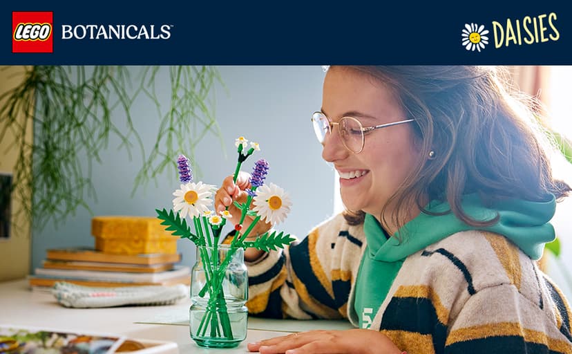 Building Toys for Girls & Boys, Ages 9+, Artificial Flowers Craft Kit, Home Décor & Display, 133 Pieces, Gift for Kids LEGO Botanicals Daisies 11508 B0FMS7CRHX