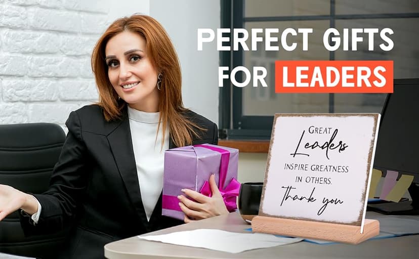 Afterprints Boss Gifts for Men Women, Thank You Acrylic Plaque, Appreciation Gifts for Boss Great Leaders Supervisor on Christmas, Retirement, Leaving, Leaders Signs with Wooden Stand