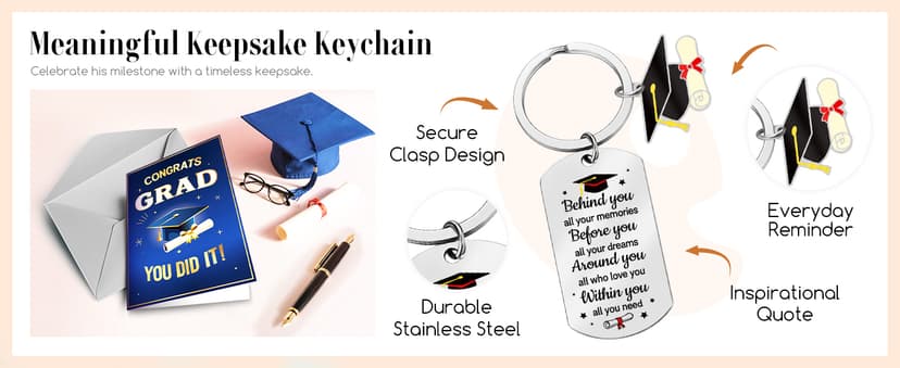 HAPPYPOP Graduation Gifts 2026 – 5-Piece Gift Box with Glass Cup, Bracelet, Keychain, Socks & Congrats Card for Men Him B0GMJJNMZ3