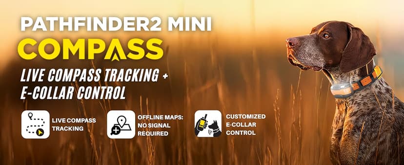 Dogtra PATHFINDER2 MINI Compass Live GPS Dog Tracking & Training System - 4-Mile Range E-Collar Handheld with No Subscription, Offline Maps, GPS Fence, Expandable up to 21 Dogs, for Dogs 15+ lbs